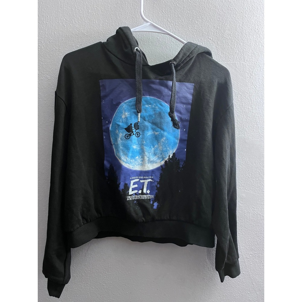 H&M DIVIDED E.T. Extra Terrestrial Movie Cropped‎ Black Hoodie Women's Medium